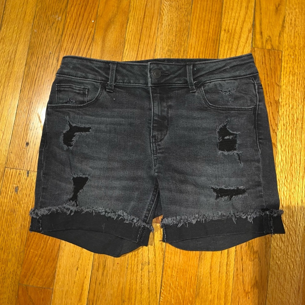 Black Distressed Denim Shorts | Girls 14
